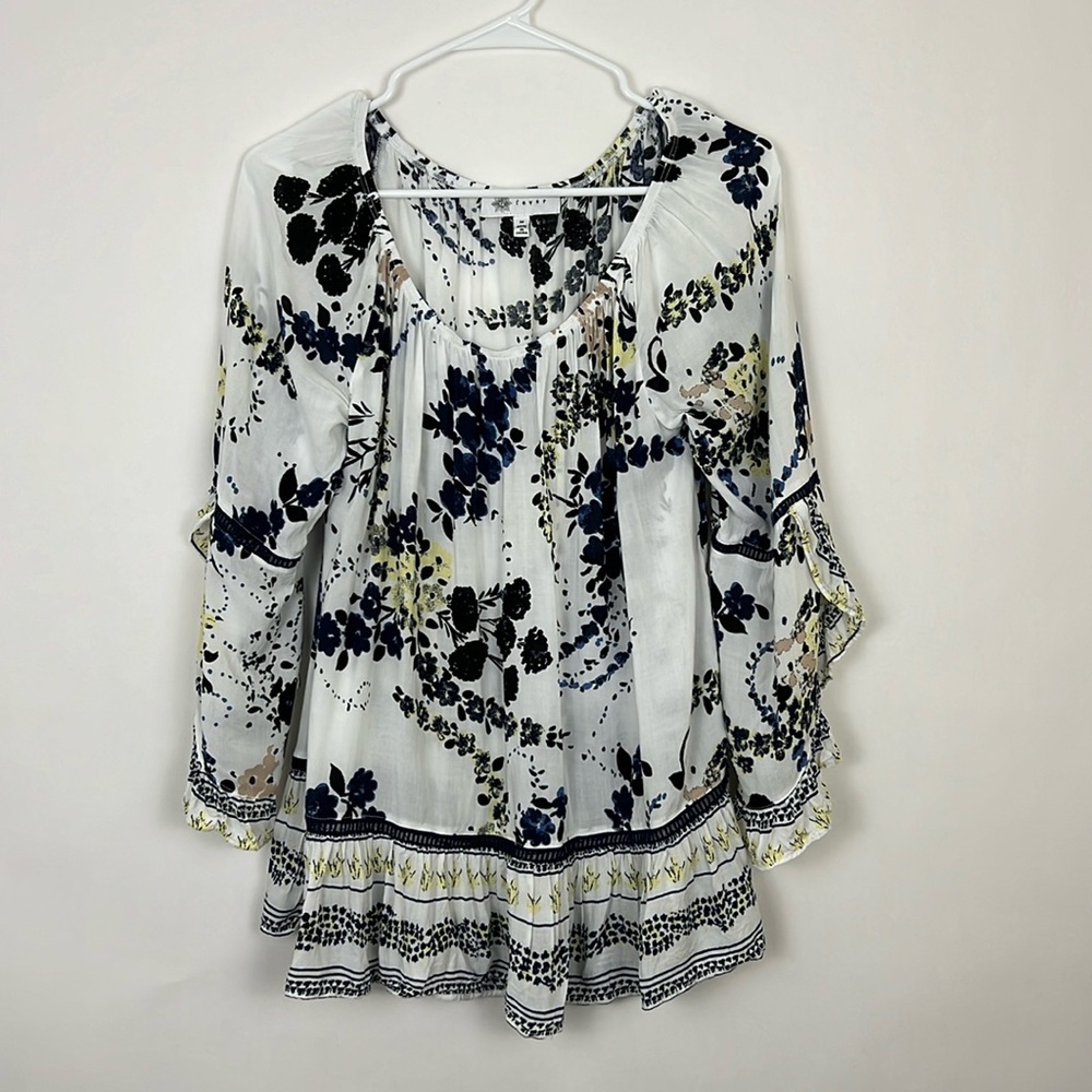 Fever boho blouse white with ruffle sleeves M